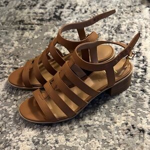 Franco Sarto Tan Strappy Sandals w Block Heel
